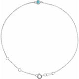 14K White Gold Natural Blue Zircon Bezel-Set Solitaire 6 1/2-7 1/2
