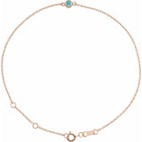 14K Rose Gold Natural Blue Zircon Bezel-Set Solitaire 6 1/2-7 1/2