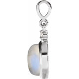 Sterling Silver 6 mm Natural Rainbow Moonstone & .03 CT Natural Diamond Pendant