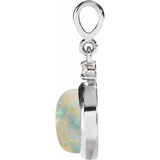 14K White Gold 6 mm Natural White Opal & .03 CT Natural Diamond Pendant