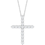 Platinum 3/4 CTW Natural Diamond Cross 16-18