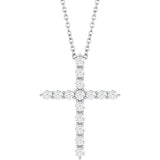 14K White Gold 1/2 CTW Lab-Grown Diamond Cross 16-18