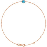 14K Rose Gold Natural Blue Zircon 6 1/2-7 1/2