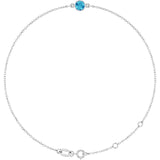 14K White Gold Natural Blue Zircon 6 1/2-7 1/2