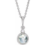 Sterling Silver 6 mm Natural Moss Agate & .03 CTW Natural Diamond 16-18