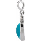 Sterling Silver 5x3 mm Natural Turquoise & .02 CT Natural Diamond Cabochon Pendant