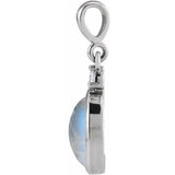 Sterling Silver 5x3 mm Natural Rainbow Moonstone & .02 CT Natural Diamond Cabochon Pendant