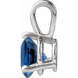14K White Gold Lab-Grown Blue Sapphire Pendant