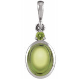 Platinum 5x3 mm Natural Peridot Pendant
