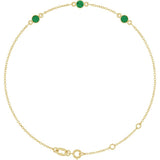 14K Yellow Gold Lab-Grown Emerald Bezel-Set 3-Stone 6 1/2-7 1/2