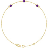 14K Yellow Gold Natural Amethyst Bezel-Set 3-Stone 6 1/2-7 1/2