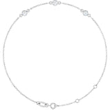 14K White Gold Natural White Sapphire Bezel-Set Three-Stone 6 1/2-7 1/2" Bracelet