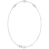 14K White Gold Natural White Sapphire Bezel-Set Three-Stone 6 1/2-7 1/2" Bracelet
