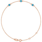 14K Rose Gold Natural Blue Zircon Bezel-Set 3-Stone 6 1/2-7 1/2
