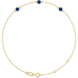 14K Yellow Gold Lab-Grown Blue Sapphire Bezel-Set 3-Stone 6 1/2-7 1/2