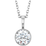 Sterling Silver 5/8 CT Natural Diamond Bezel-Set Solitaire 16-18