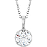 14K White Gold 3/4 CT Natural Diamond Bezel-Set Solitaire 16-18