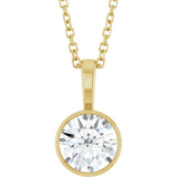 14K Yellow Gold 9/10 CT Natural Diamond Bezel-Set Solitaire 16-18