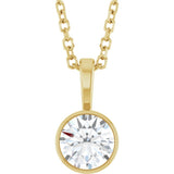 14K Yellow Gold 1/2 CT Lab-Grown Diamond Bezel-Set Solitaire 16-18