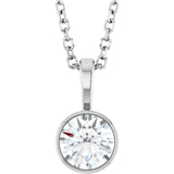Sterling Silver 1/2 CT Lab-Grown Diamond Bezel-Set Solitaire 16-18