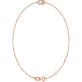 14K Rose Gold Natural White Sapphire 6 1/2-7 1/2" Bracelet