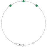 Sterling Silver Lab-Grown Emerald Bezel-Set 3-Stone6 1/2-7 1/2