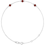 Sterling Silver Natural Mozambique Garnet Bezel-Set 3-Stone 6 1/2-7 1/2