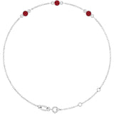 Sterling Silver Natural Ruby 6 1/2-7 1/2" Bracelet