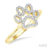 1/20 Ctw Dog Paw Round Cut Diamond Ring in Yellow Gold Vermeil