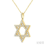 1 Ctw Star of David Round Cut Diamond Fashion Pendant With Chain in 14K Yellow Gold