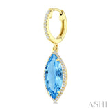 16X7 MM Evoque Gemstones Marquise Shape Blue Topaz and 3/8 Ctw Round Cut Diamond Semi-Precious Earrings in 14K Yellow Gold