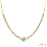 1/2 Ctw Luna Bezel Halfway Bezel Set Round and Round Cut Diamond Necklace in 14K Yellow Gold