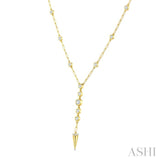 1 Ctw Paperclip Round Cut Diamond Fashion Station Necklace in 14K Yellow Gold