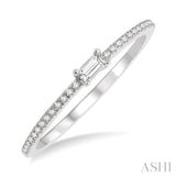 1/6 Ctw Petite Baguette Center Round Cut Diamond Stackable Ring in 14K White Gold