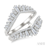1 Ctw Tiara-Shaped Graduated Baguette and Round Cut Diamond Insert Ring in 14K White Gold