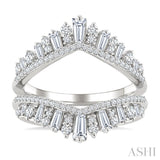 1 Ctw Tiara-Shaped Graduated Baguette and Round Cut Diamond Insert Ring in 14K White Gold