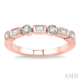 3/8 Ctw Round and Baguette Diamond Wedding Band in 14K Rose Gold