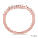 1/10 Ctw Chevron Milgrain Wall Round Cut Diamond Wedding Band in 14K Rose Gold