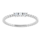 14K White Gold 1/10 CTW Natural Diamond Beaded Ring