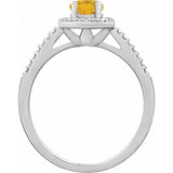 Sterling Silver Natural Citrine & .01 CTW Natural Diamond Ring