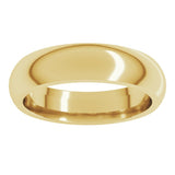 14K Yellow Gold 5 mm Comfort-Fit Half Round Band Size 12.5