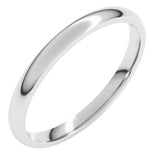 Sterling Silver 2 mm Lightweight Comfort-Fit Half Round Band Size 7