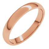 18K Rose Gold 3 mm Lightweight Comfort-Fit Half Round Band Size 9