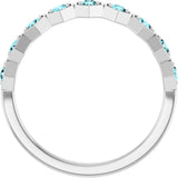14K White Gold Natural Blue Zircon Stackable Ring