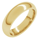 18K Yellow Gold 5 mm Comfort-Fit Half Round Band Size 7