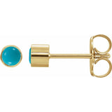 14K Yellow Gold Natural Turquoise Bezel-Set Earrings