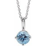 Sterling Silver 4 mm Natural Aquamarine Solitaire 16-18