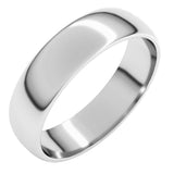 10K White Gold 5 mm Lightweight Half Round Band Size 11