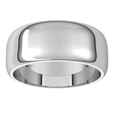 10K White Gold 8 mm Half Round Band Size 8.5