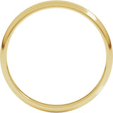 14K Yellow Gold 2.5 mm Lightweight Half Round Band Size 8.5